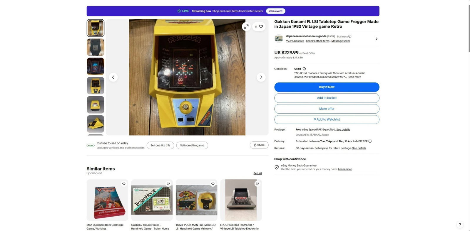 Vintage Electronic Konami Frogger Tabletop Game - 6