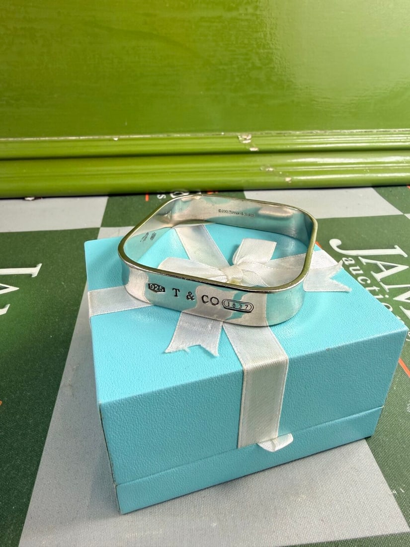 Tiffany & Co Sterling Silver 925 Square Bracelet Bangle 2001 - 6