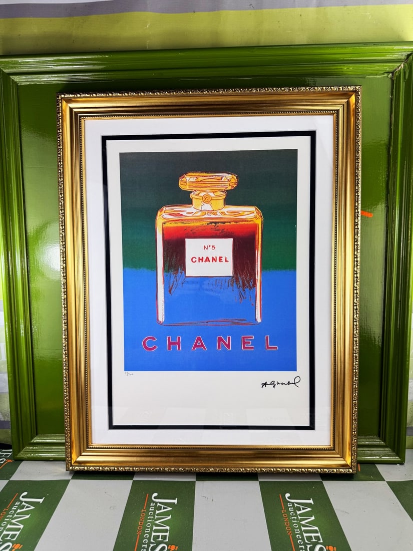 Andy Warhol-(1928-1987) Chanel Numbered Lithograph #23/100: Andy Warhol-(1928-1987) "Chanel" Numbered Lithograph #23/100. Professionally framed using museum quality perspex and double mount, gold finish ornate framed. Dimensions & number of limited print