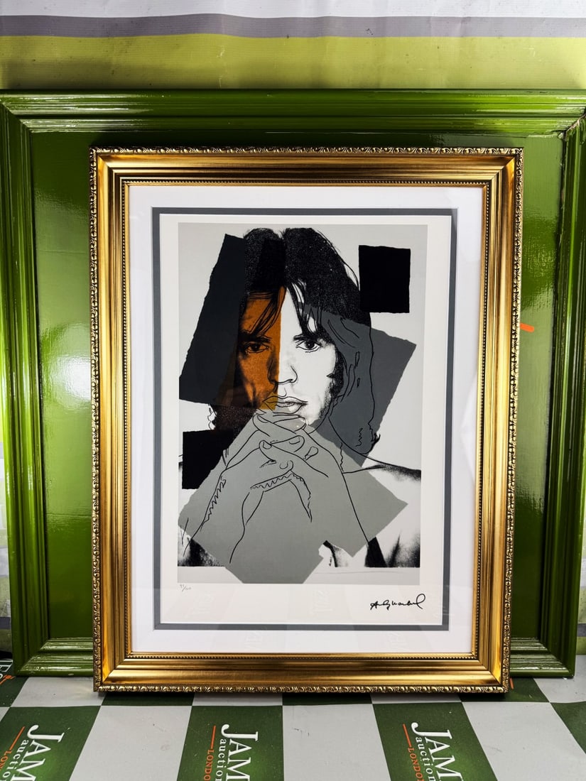 Andy Warhol-(1928-1987) Jagger Numbered Lithograph 93/100: Andy Warhol-(1928-1987) "Jagger" Numbered Lithograph 93/100 Professionally framed using museum quality perspex and double mount, gold finish ornate framed. Dimensions & number of limited print num