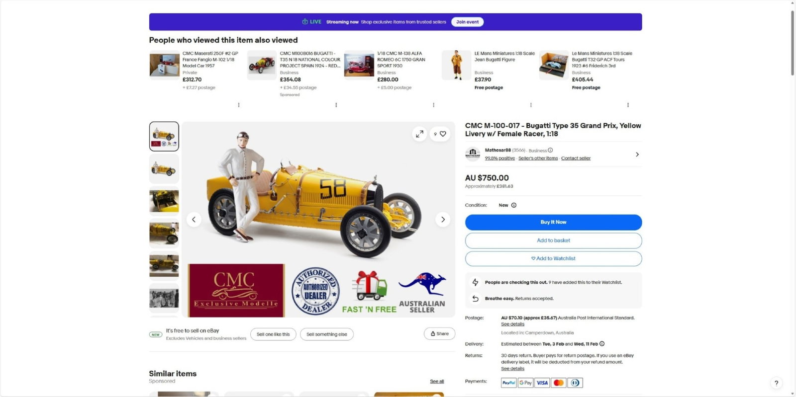 CMC 1/18 Scale Bugatti Type 35 Grand Prix, M-100-017-Very Rare complete Example. - 6