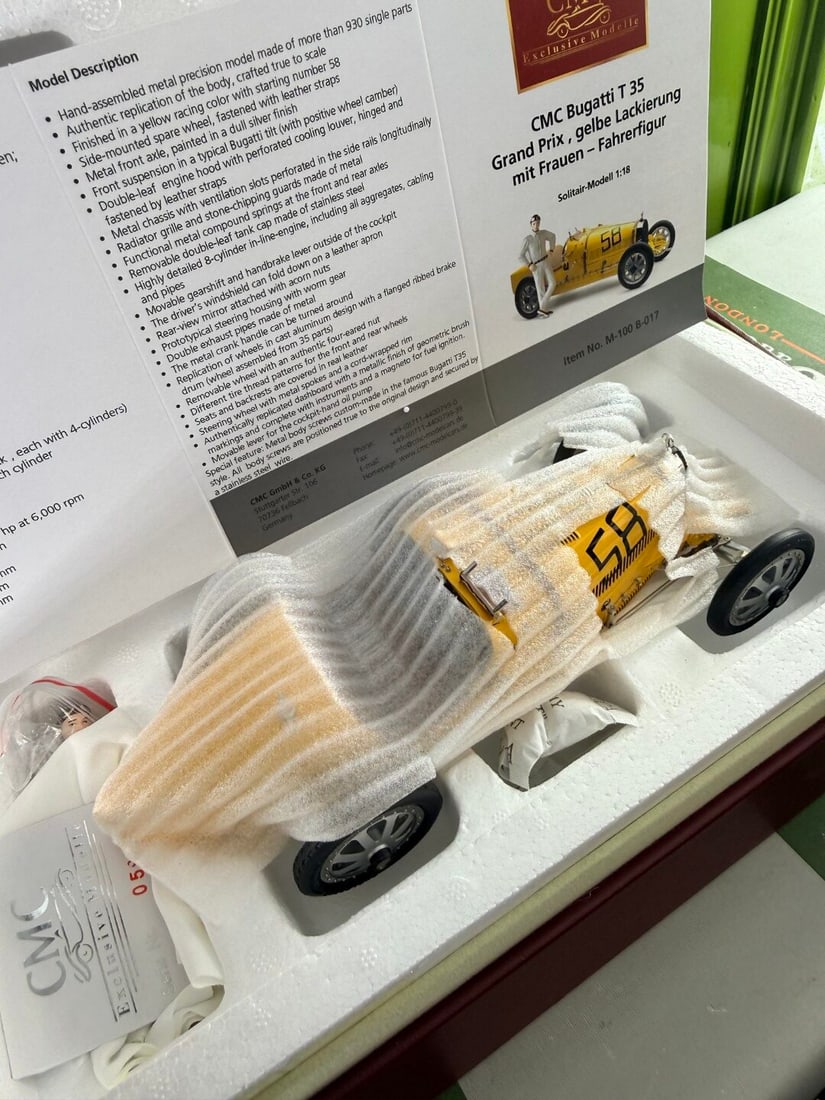 CMC 1/18 Scale Bugatti Type 35 Grand Prix, M-100-017-Very Rare complete Example. - 7