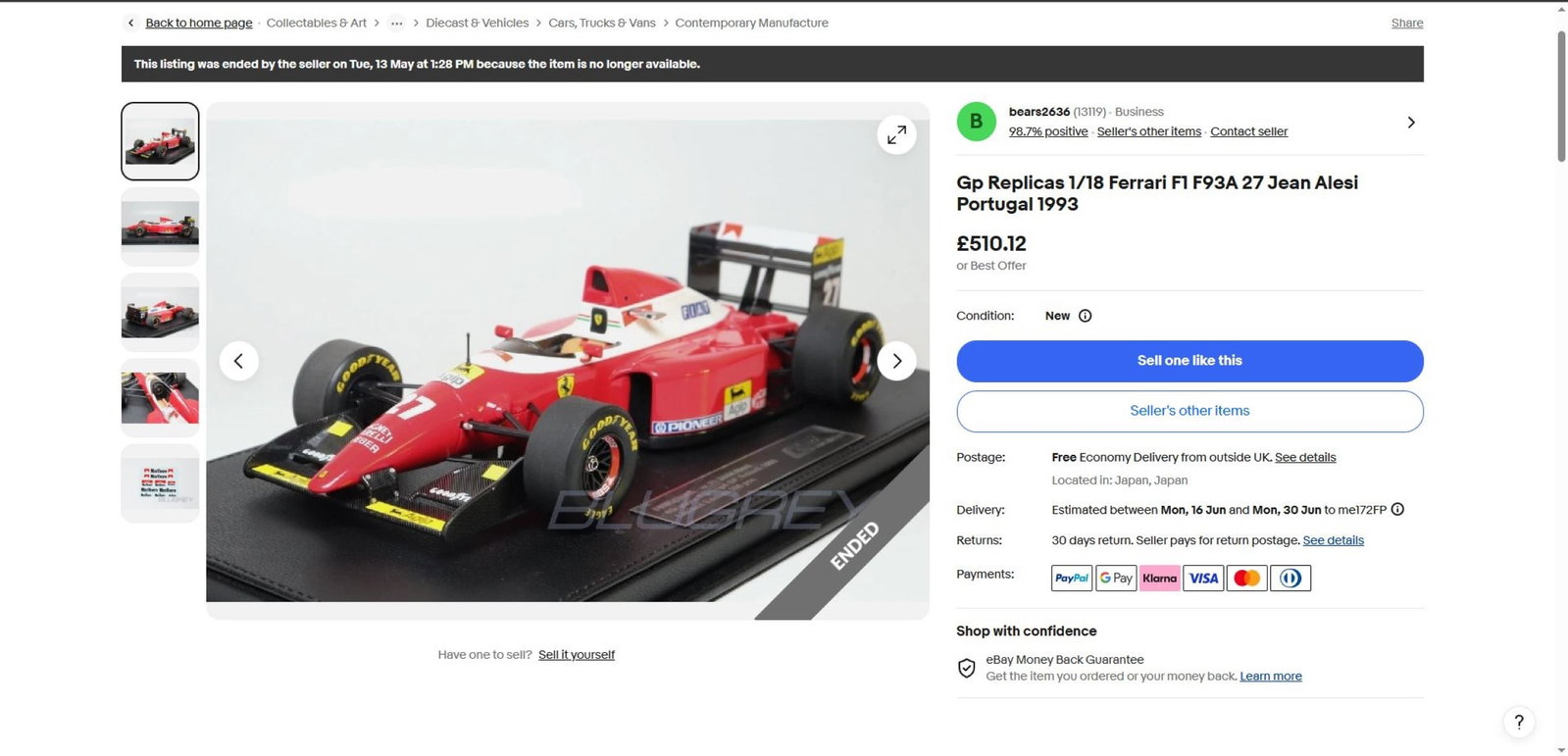 Grand Prix Classics 1:18 Jean Alesi Ferrari 93A 1993 - 6