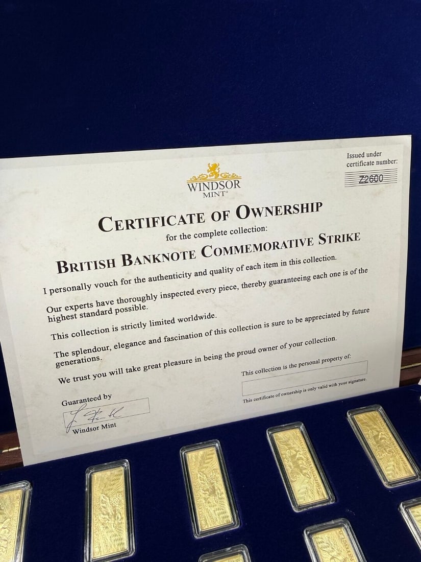 2023 Windsor Mint British Banknote Commemorative 24 K Gold Plated Ingots - 3