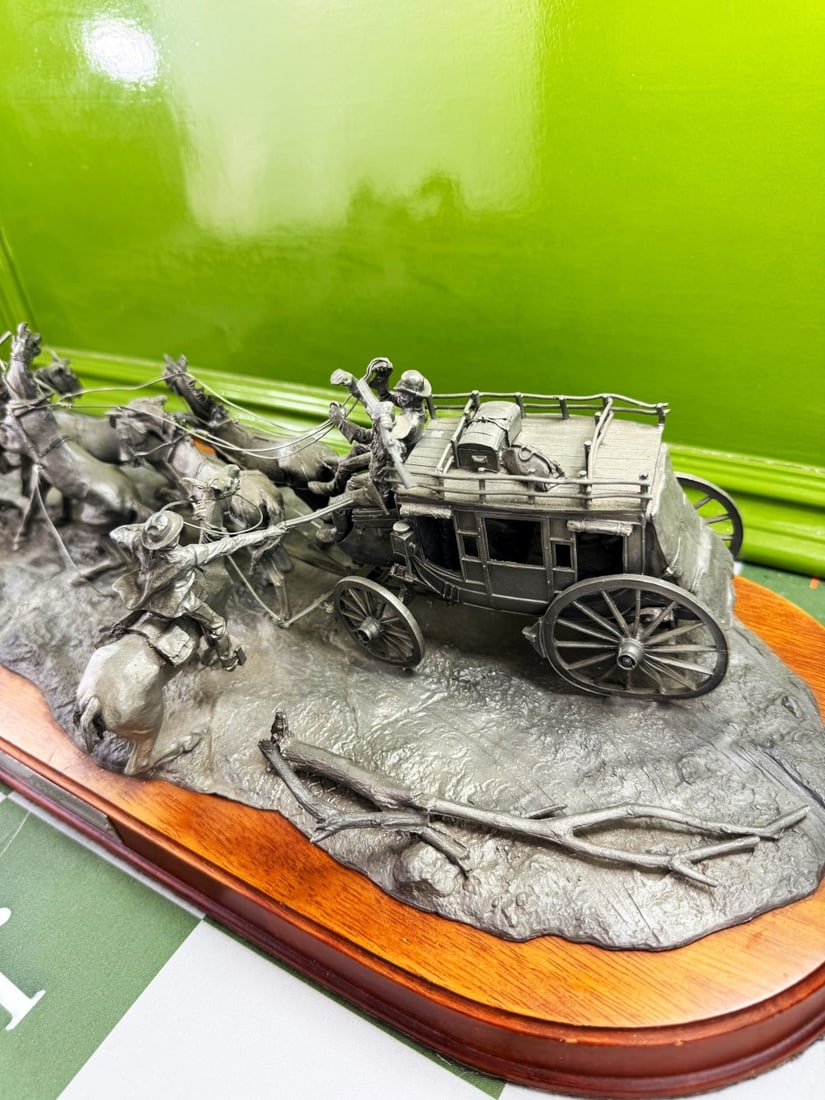 Large Pewter Display Franklin Mint ‘ Western Heritage Museum’ ‘The Hold Up’  - 3
