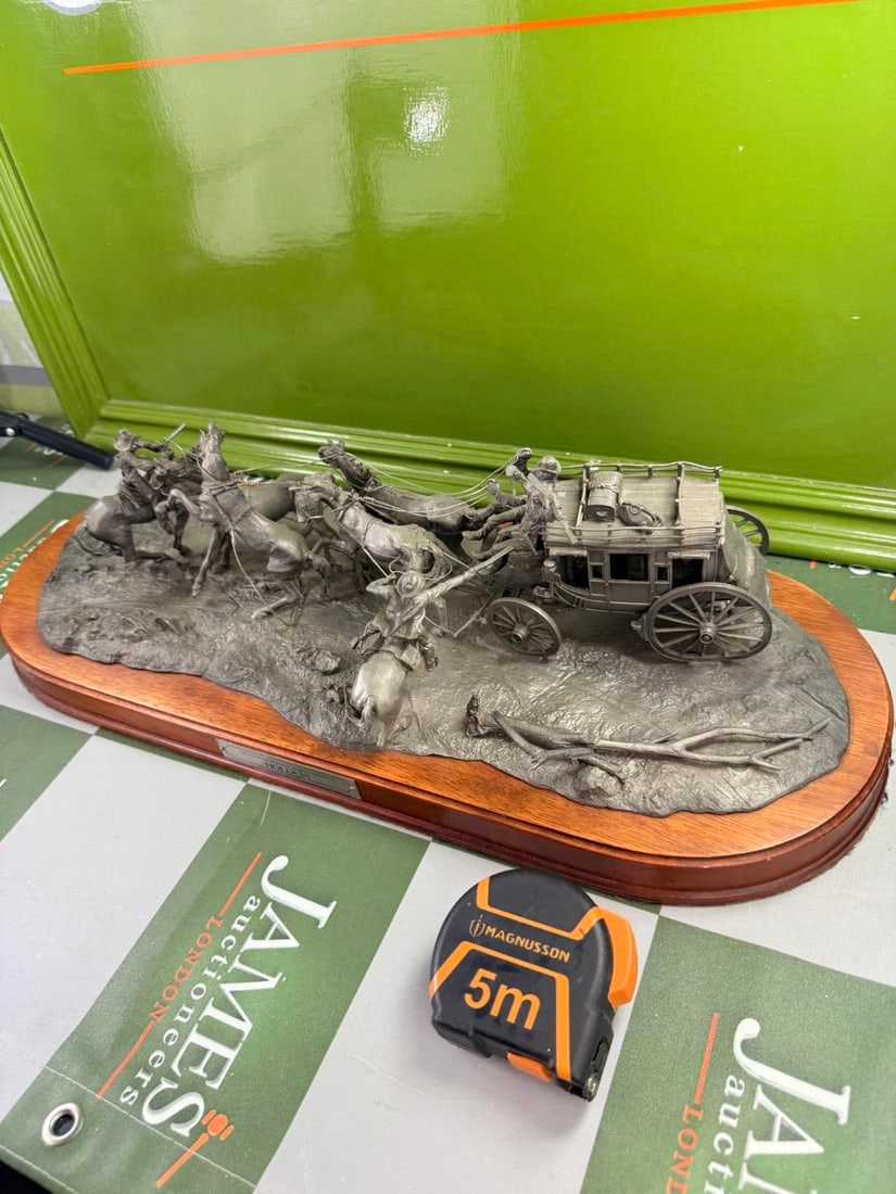 Large Pewter Display Franklin Mint ‘ Western Heritage Museum’ ‘The Hold Up’  - 5