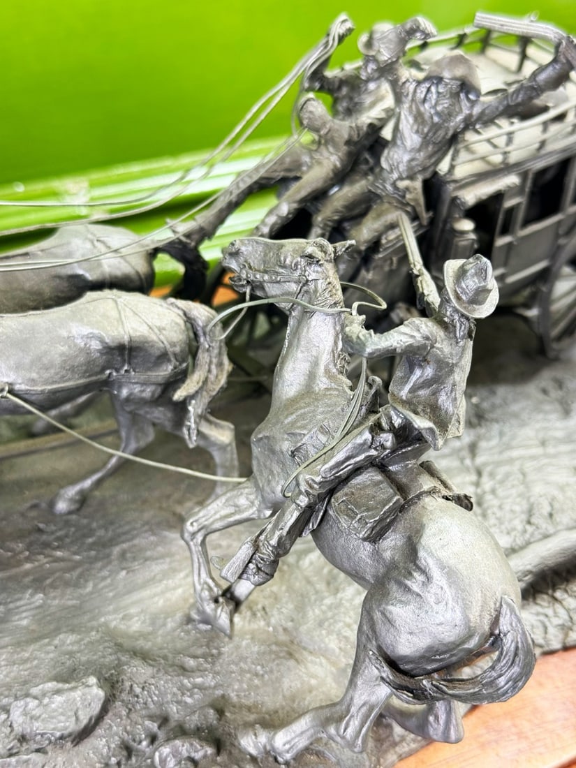 Large Pewter Display Franklin Mint ‘ Western Heritage Museum’ ‘The Hold Up’  - 9