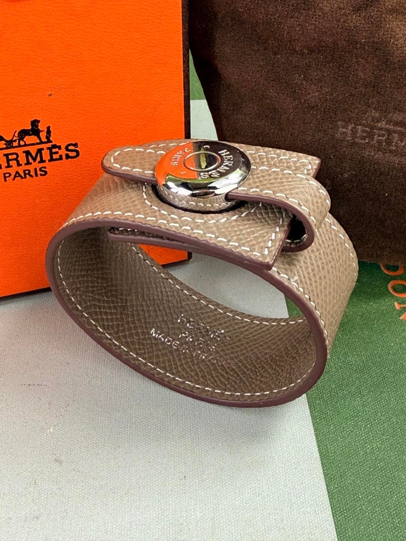 Hermes Paris Leather Dalvy Bracelet/Bangle - 6