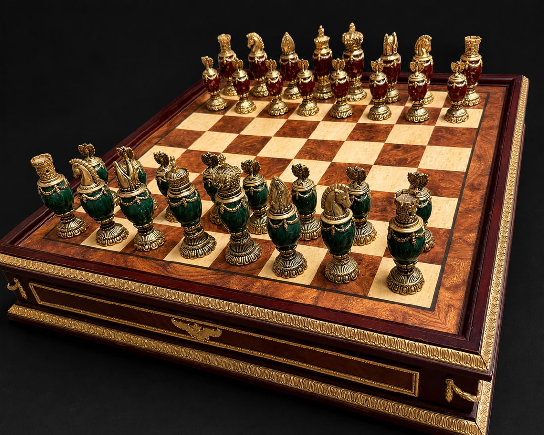 The Imperial House of Fabergé Chess Set-Rare Unopened Example 30 yrs-24 Carat Gold (1 of 11)