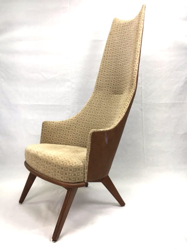 Adrian Pearsall tall back throne chair Mid Century Mod: Here is a classic tall back throne chair by designer Adrian Pearsall. It measures approximately 57" tall by 23" wide. The upholstery is in very good condition. Shipping can be arranged.