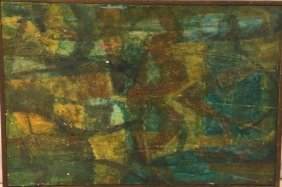 Louise Smith Abstract painting: Here is a great abstract expressionist oil on canvas painting. It has lots of texture and is layered plaster on canvas. Greens and Blues give off a calming effect. Perfect size for any room or hallway
