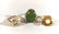 3Ladies Gold Rings: Jade, Pearl, Diamond (6.5-7)