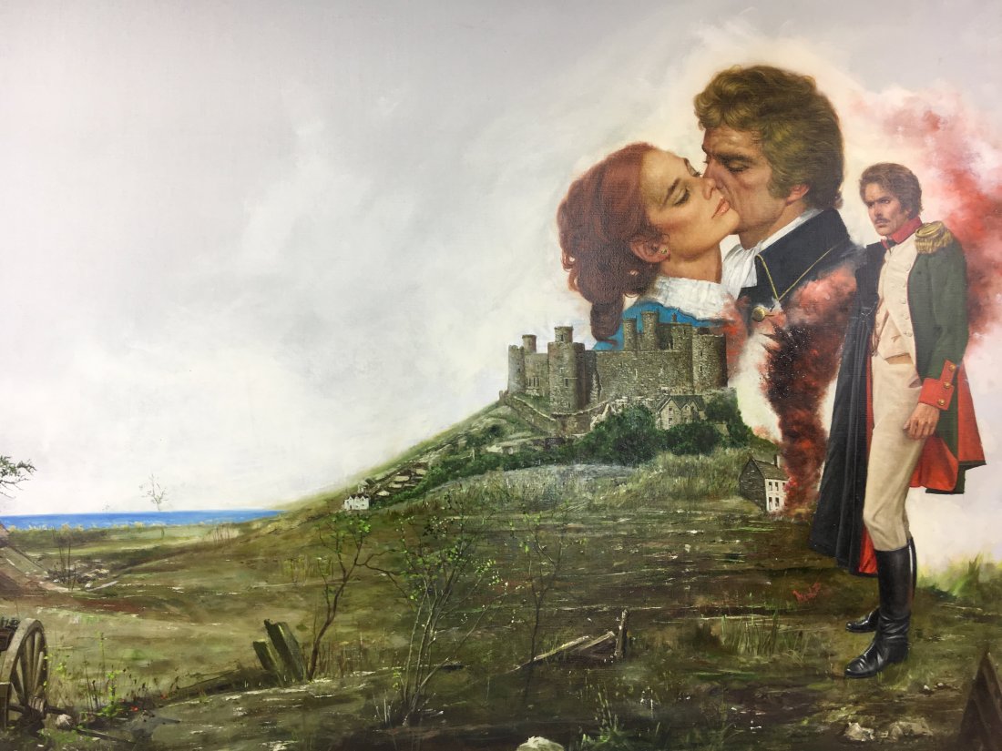 LOU MARCHETTI Illustration Artist Painting BLAKES REACH: 44" x 34". Original book cover art illustration oil painting for the book "Blake's Reach"- signed. Louis J. Marchetti (Lou Marchetti) (1920–1992) was a free-lance illustrator and fine artist. He was