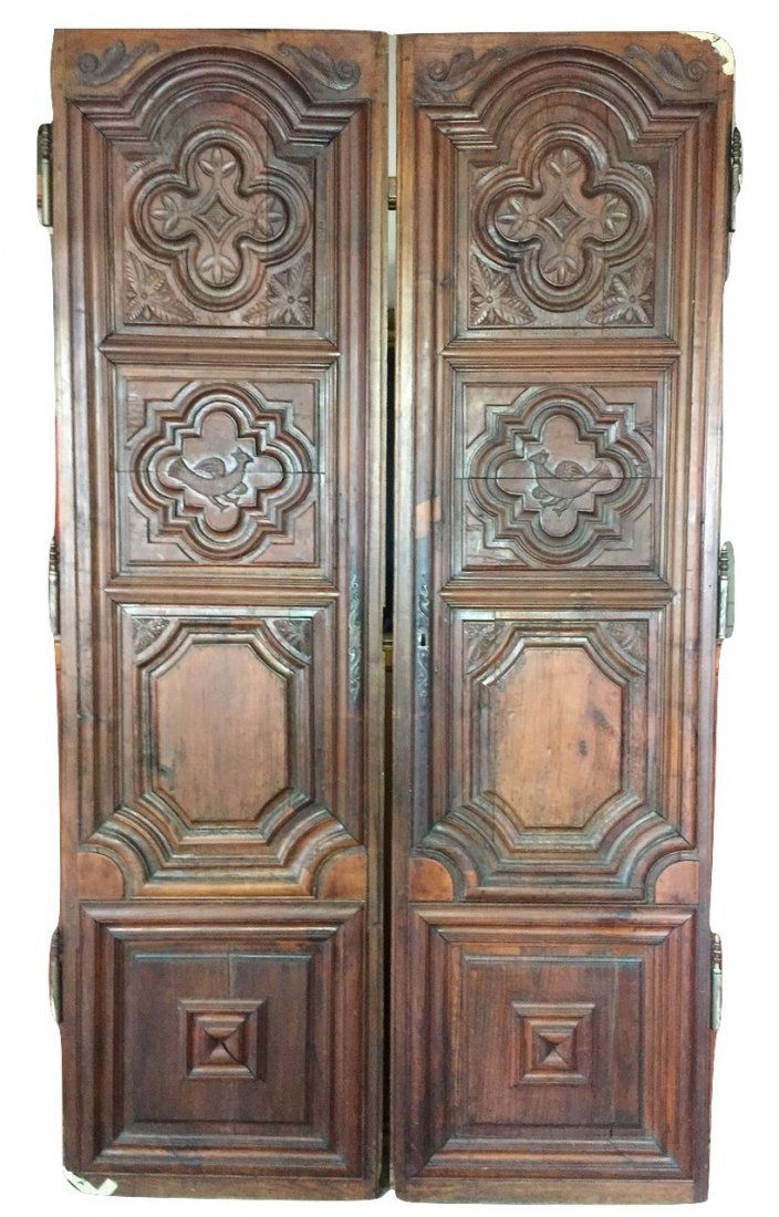 17th c. Carved Wooden Castle Doors 8 ft w/hardware (1 of 10)