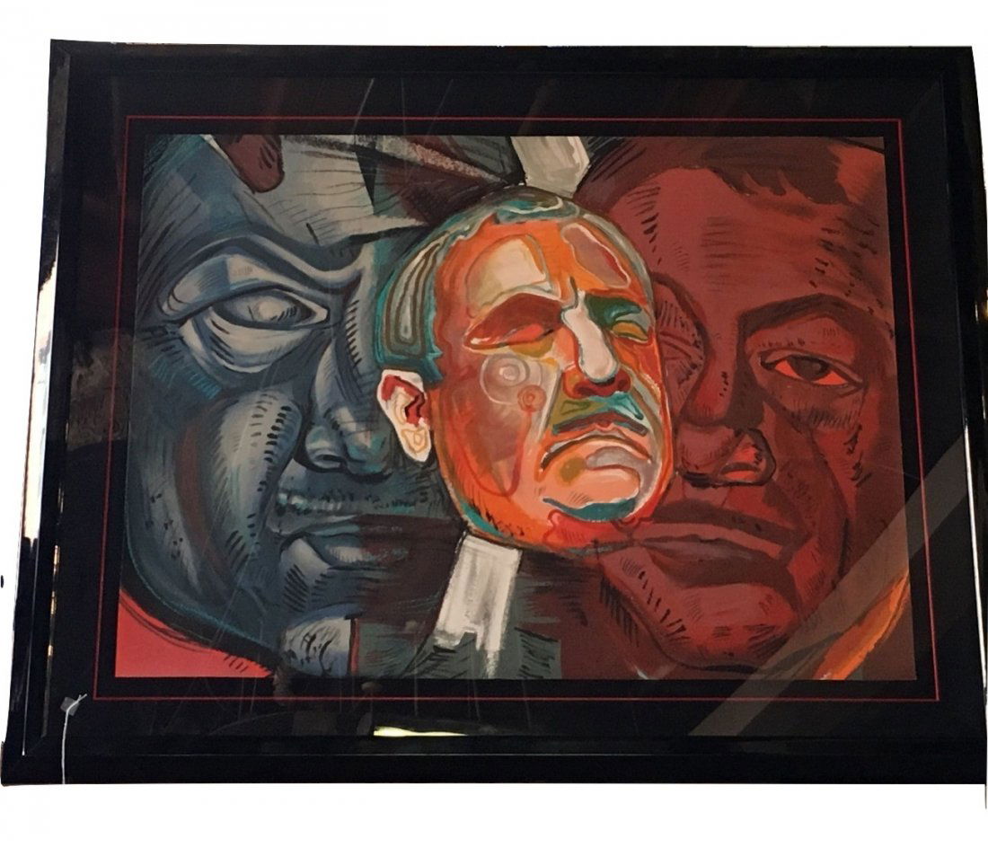 Ernst Neizvestny "Triple Self Portrait" Signed Litho (1 of 7)