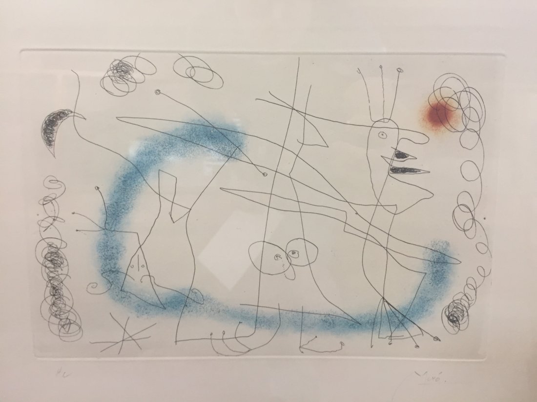 Joan Miró signed etching aquatint "Striptease in Blue" (1 of 10)