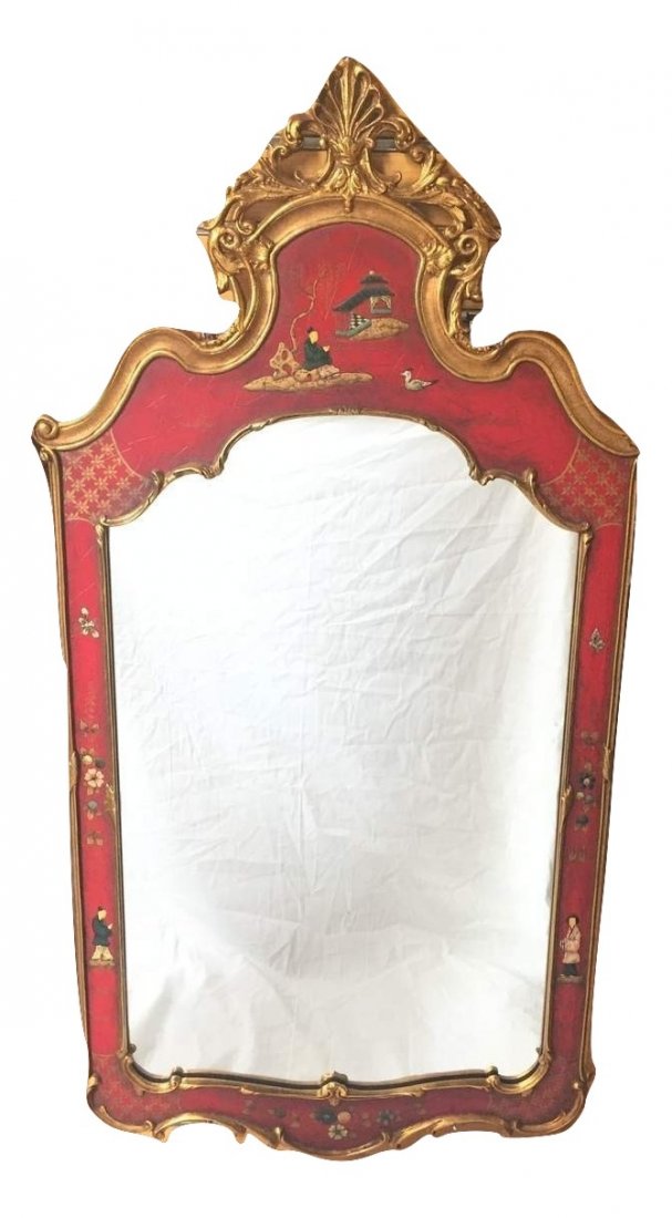 19th Century French Chinoiserie Gilt Entry Hall Mirror (1 of 6)