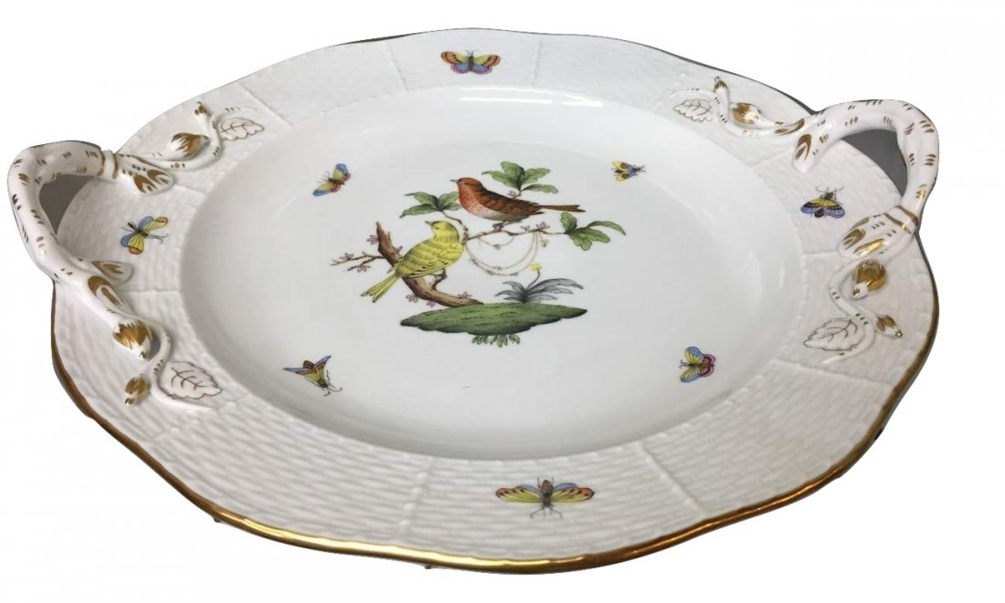 Herend Rothschild Fine Porcelain Chop Plate w/ Handles (1 of 5)