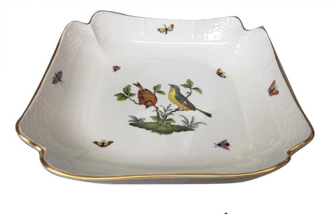 Herend Rothschild Fine Porcelain Square Salad Dish (1 of 4)
