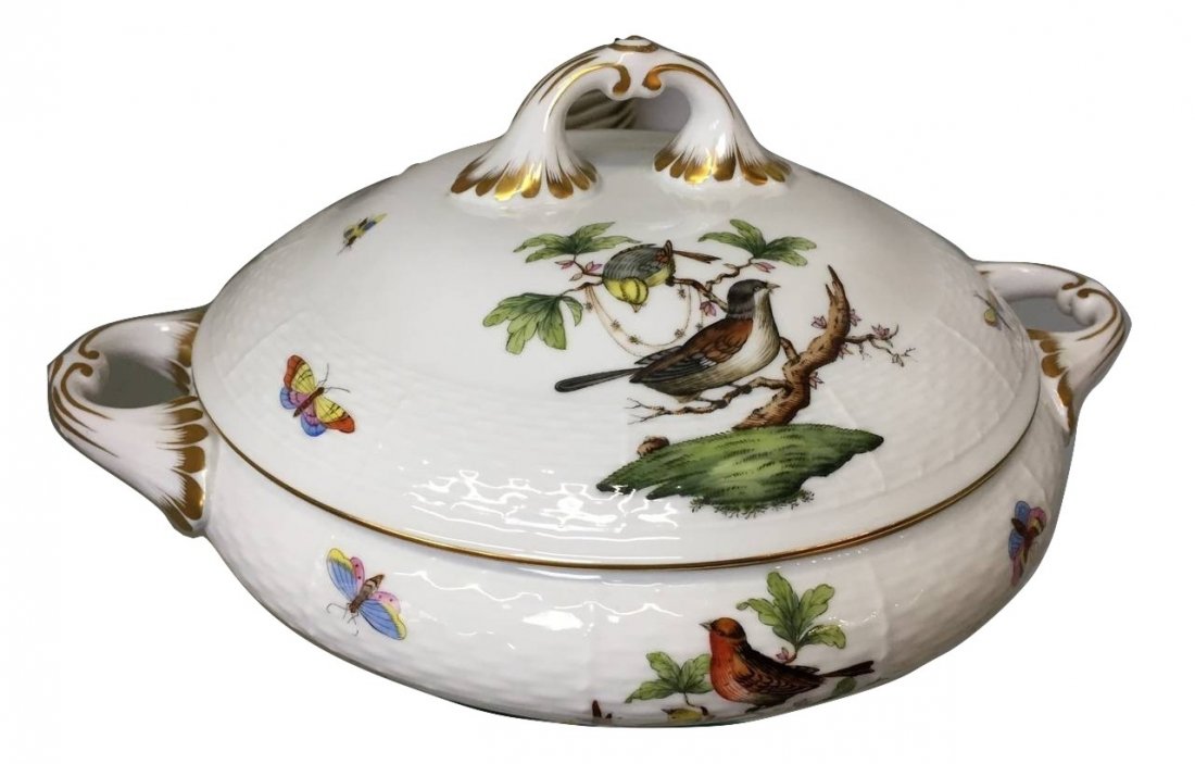 Herend Rothschild Fine Porcelain Covered Vegetable Bowl (1 of 5)