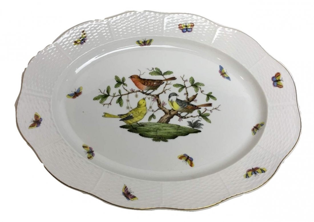 Herend Rothschild Fine Porcelain Oval Serving Tray 16" (1 of 5)