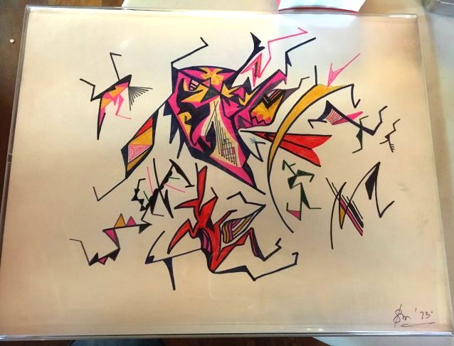 Seymour Meyer Mid Century Abstract Drawing NEVER SEEN! (1 of 2)