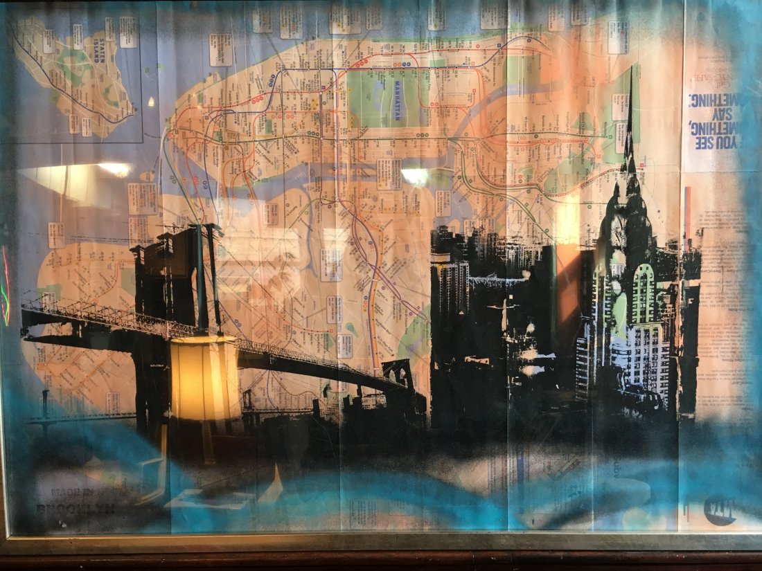New York Street Art Map Stan Jorgensen: This is an urban street piece from New York- spray painted over a map of New York. It was created by Stan Jorgensen. His works have been displayed at the B.J. Spoke Gallery in Huntington, NY. He was a