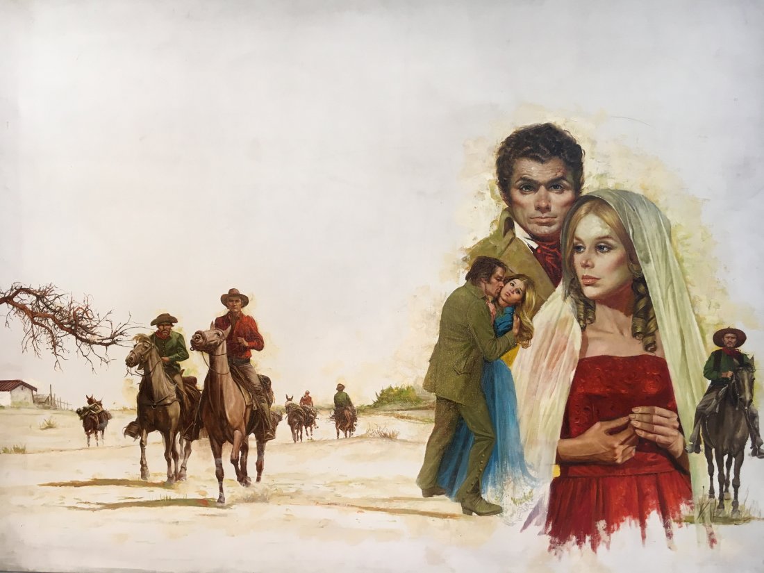 Lou Marchetti original book painting Savage Enchantment: Here is a fantastic large canvas masterpiece by Louis Marchetti, famous gothic novel illustrator. This one is titled "Savage Enchantment" and measures 35" x 48". This is one of his master canvases. It