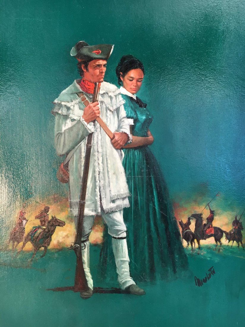 Louis Marchetti original book painting "Young Titan": This is the original cover art for the gothic romance novel "The Young Titan" written by Evan Wyck Mason, published in 1959. It is oil on board and was painted by Louis Marchetti, famous illustration 