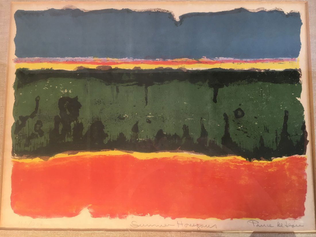 Michael Ponce de Leon "Summer Horizons" Abstract litho: Here is a nice mid-century abstract print entitled "Summer Horizons" by Michael Ponce de Leon. It is pencil signed and numbered and nicely framed. It measures 27" x 22".