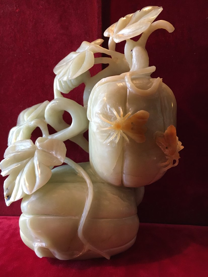 Carved Chinese Jadeite Squash with flies (1 of 10)