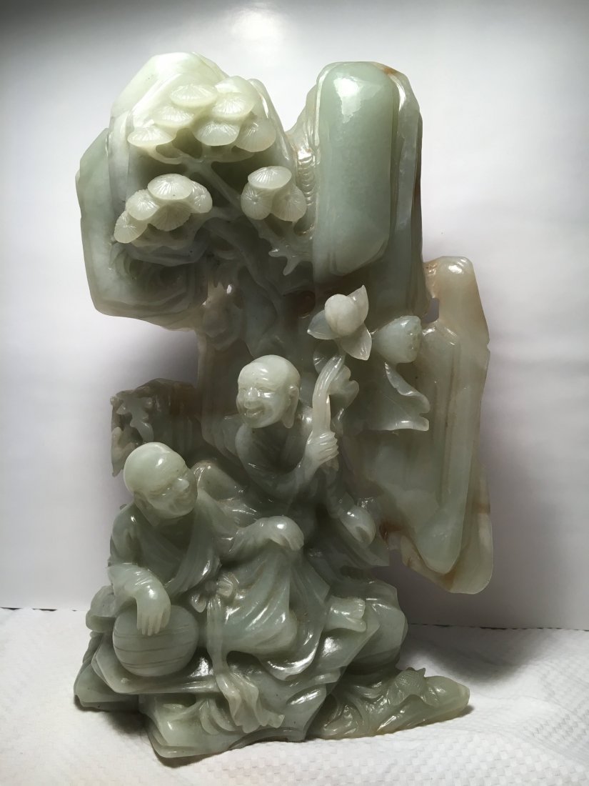 18th century carved jade grotto mountain scene Luohan (1 of 4)