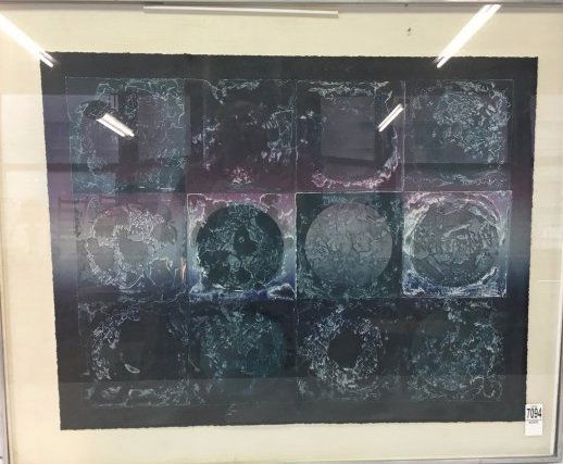 Paul Maxwell (Am. 1925-) abstract lithograph 1974: Here is a nice abstract expressive 8 color stone lithograph on Aches paper entitled "Process 12" by listed artist Paul Maxwell. Hand signed lower right. Original gallery tag on back. No damage. Nicely