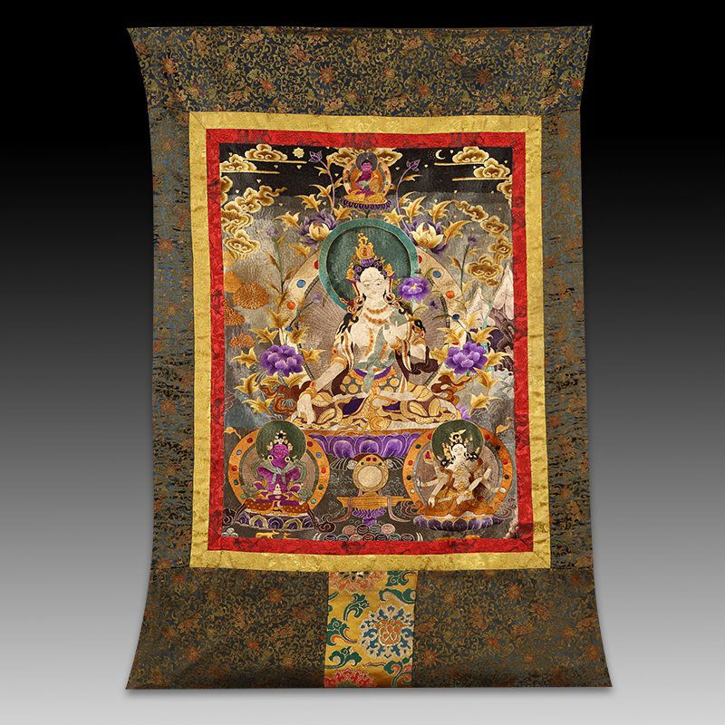 Large Chinese Qing Dynasty Silk Embroidery Thangka (1 of 5)