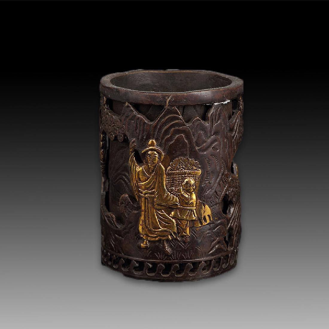 Chinese Bronze Brush Pot (1 of 4)