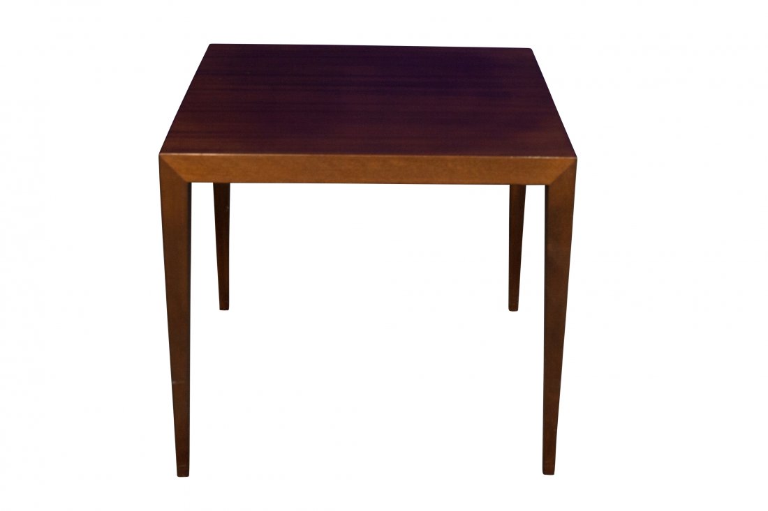 Severin Hansen: Haslev: Mahogany Coffee/Side Table: Severin Hansen/Haslev Cabinet Making: Mahogany coffee/side table with tapered legs. Made by Haslev Cabinetmaking. Dimensions: 23.8"H x 26"W x 26"D.