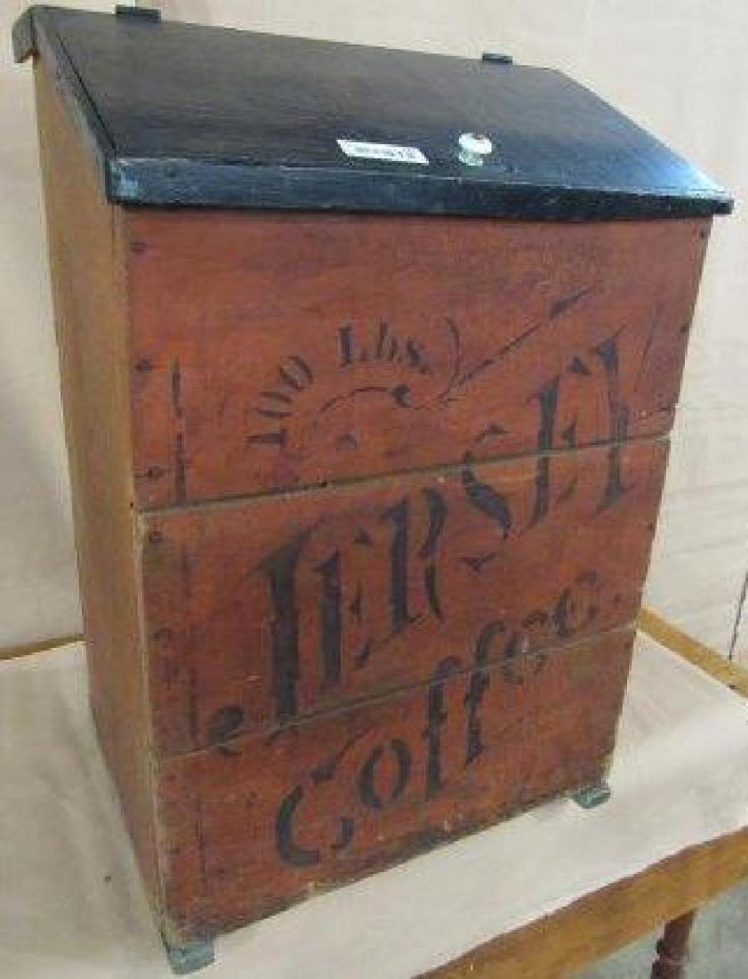 Nice Jersey coffee box: Nice Jersey coffee box Great graphics. 22in wide 16 in deep 33 in tall