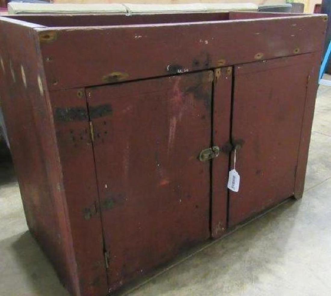 Primitive Red Painted Dry Sink