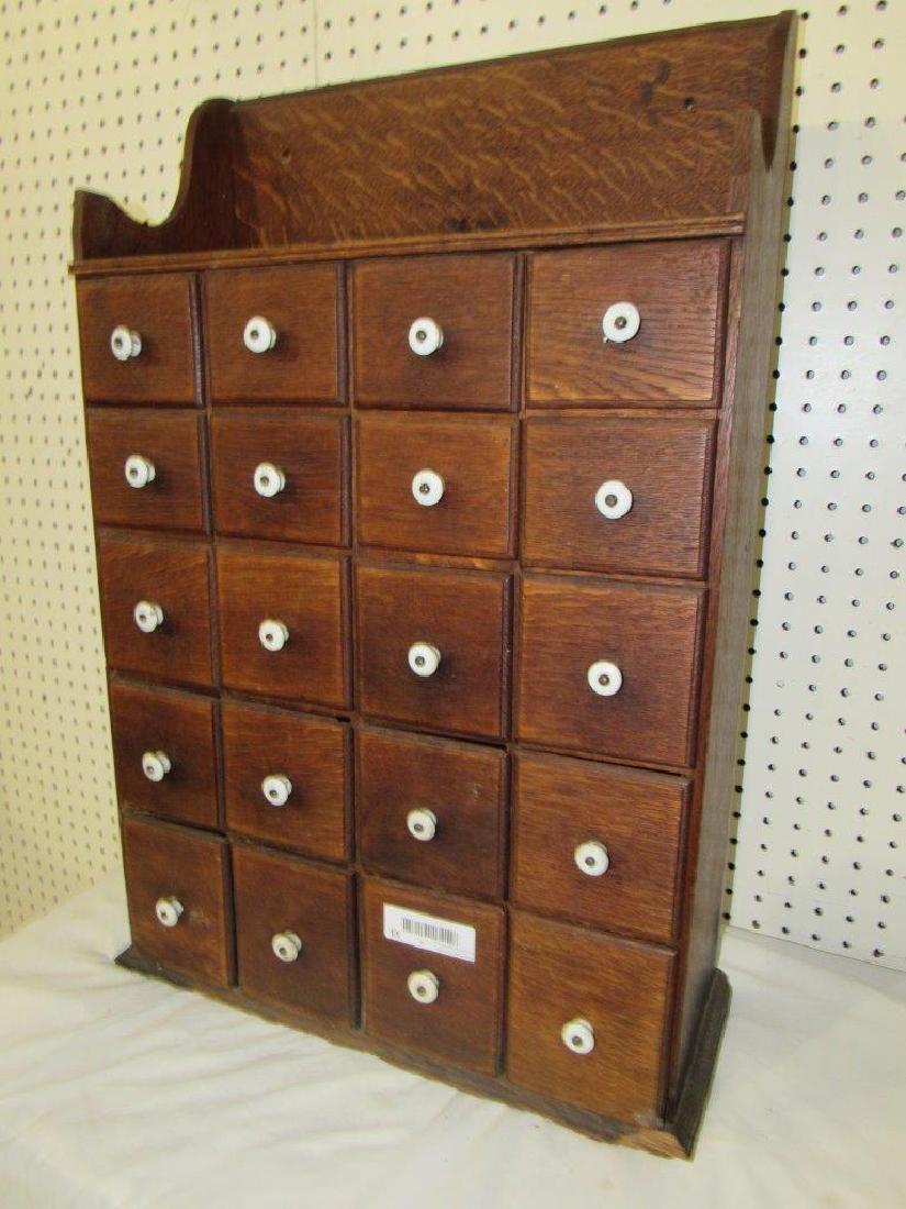 20 drawer oak apothecary cabinet with porcelain pulls (1 of 5)