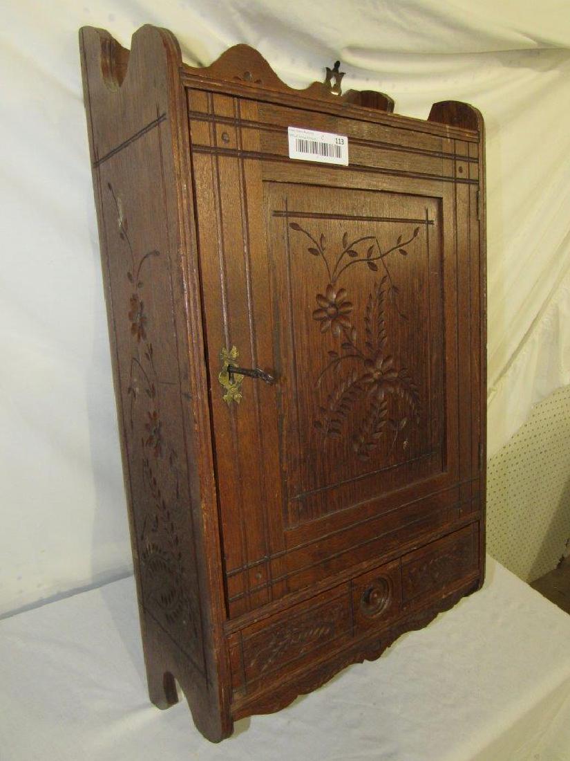 Fancy Victorian era carved hanging cabinet (1 of 4)