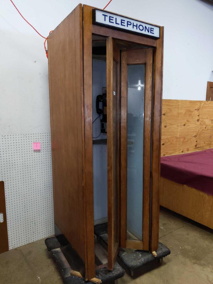 Beautiful 1940s or 50s wood telephone booth