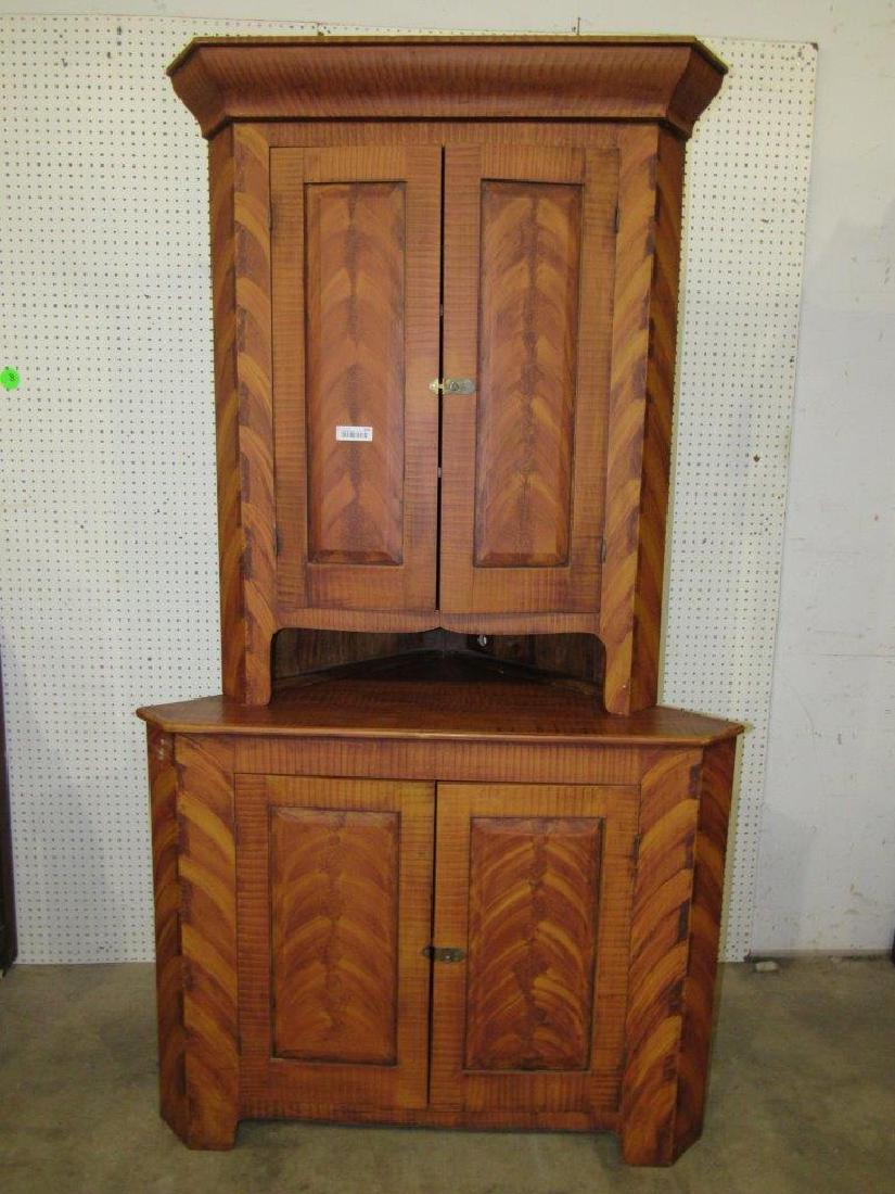 1960s 2pc. grain painted corner cabinet (1 of 6)
