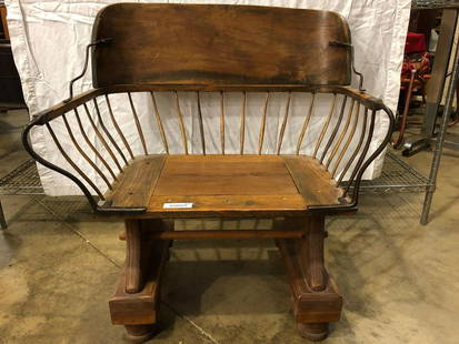 Country Primitive Buggy Seat: Birch and Oak Primitive Buggy Seat 34" h x 34" w x 24" d