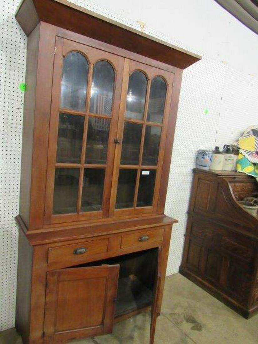 Early Primitive 12-Pane Flat Wall Cupboard (1 of 5)