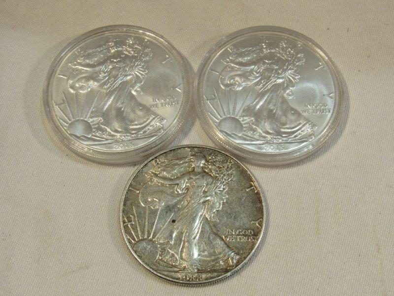 1988, 2 2015 Silver Eagles (3 PCS) (1 of 5)