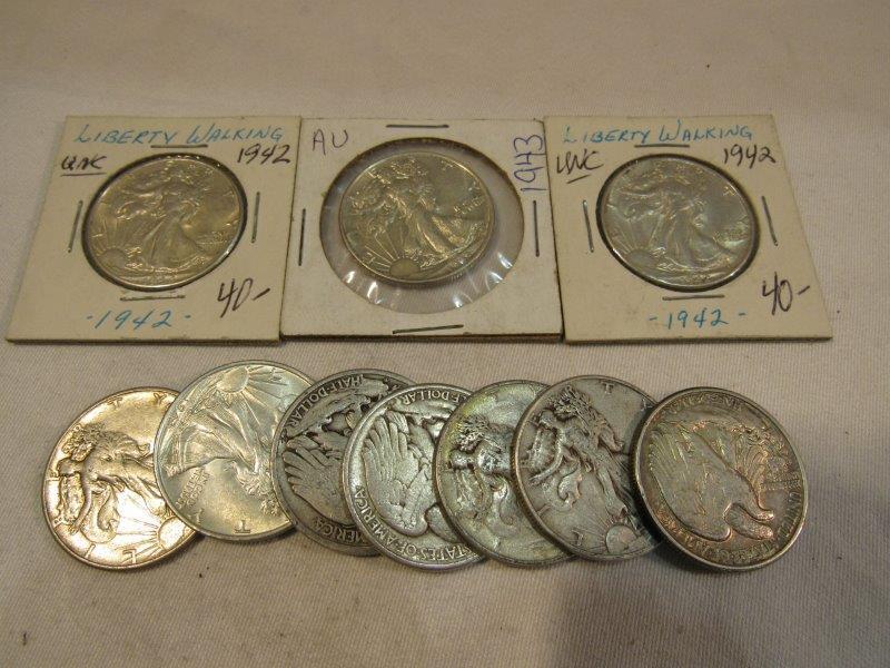 10 Walking Liberty Halves Better Grades (1 of 4)