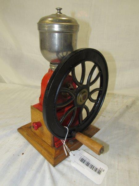 Sm. Coffee mill: 12" tall.