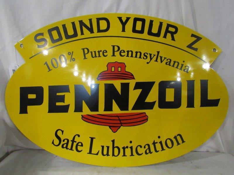 DST Pennzoil "Sound your Z" sign Dec 28, 2019 Atlee Raber Auctions in OH