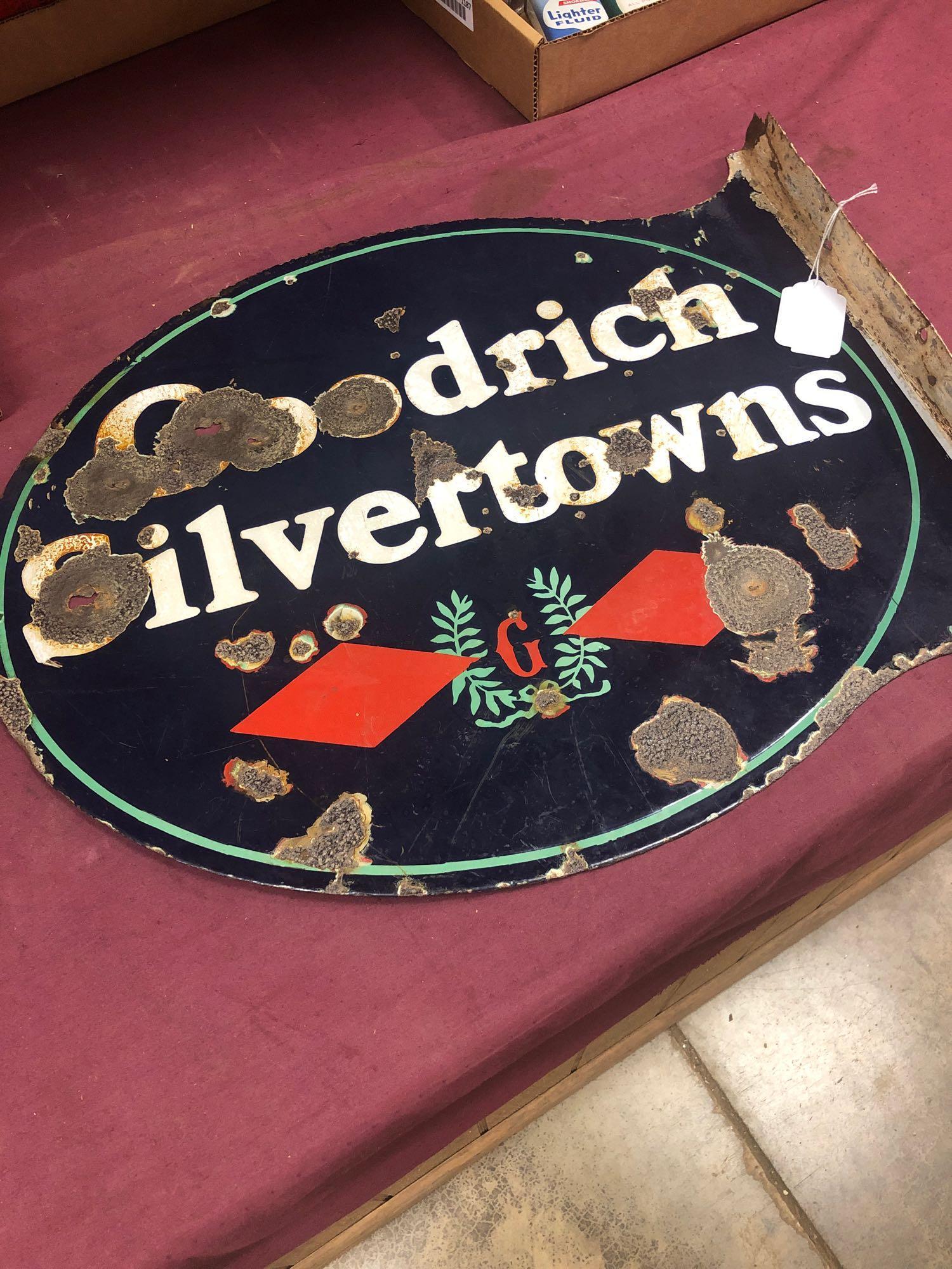 DSP Goodrich Silvertown flange sign: Rough condition. 19 in X 23 in