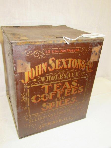 John Sexton & Co. Country Store Teas, Coffees & spices: Chicago, Illinois. Great graphics!! 10 in wide 9 in deep 12 in tall